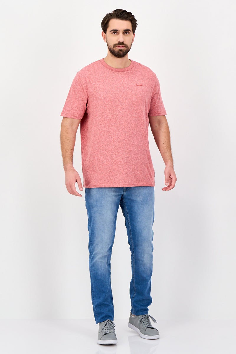 Bench Men Crew Neck Short Sleeve Embroidered Logo T-Shirt, Heather Red - Image 2